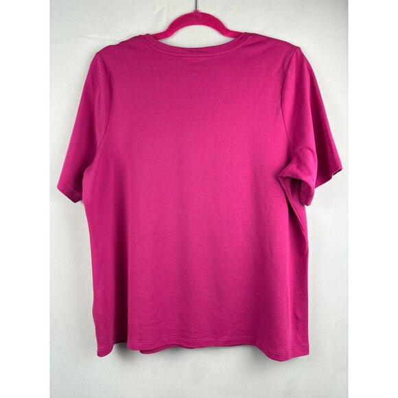 Isaac Mizrahi Live! Essentials Womens Pink T-Shirt 1X Cotton Blend Crew Neck Sho - Picture 5 of 6